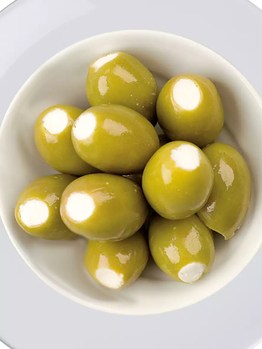 Green olives stuffed WITH CHEESE